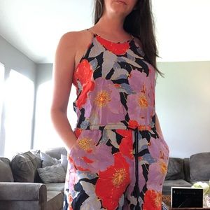 Ann Taylor loft flower print tropical romper
